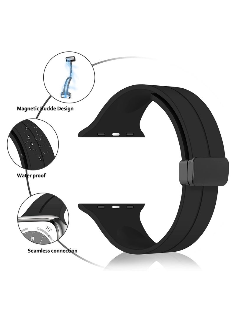 LEDIN Magnetic Silicone Watch Band 42mm/44mm Quick Release Strap for Men & Women Soft Skin Friendly Sport Replacement Band for Smartwatch & Analog Watches Durable, Waterproof, Magnetic Folding Clasp for All-Day Comfort - Image 2