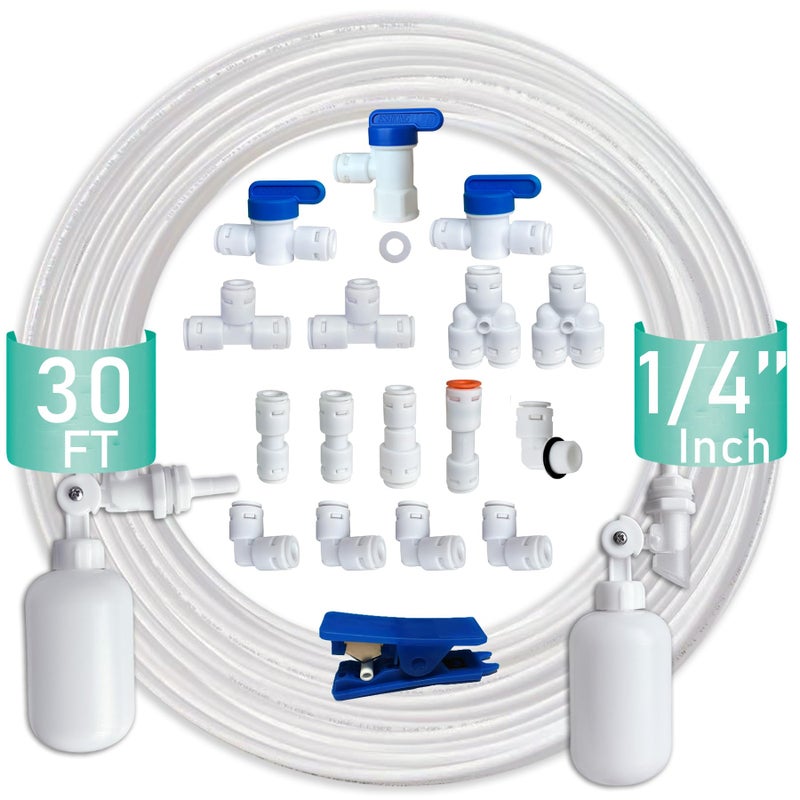 ESHIONG NSF Certified 1/4" O.D. Push to Connect Fittings for RO (Reverse Osmosis) Water Filterï¼ˆwith water float ball valveï¼‰19 pcs+30 feet 1/4" Water tubing. - Image 1