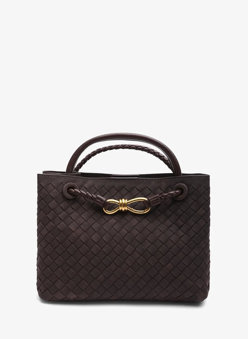 ويرز ذات فروم Luna Woven Leather Tote Bag With Gold Detail