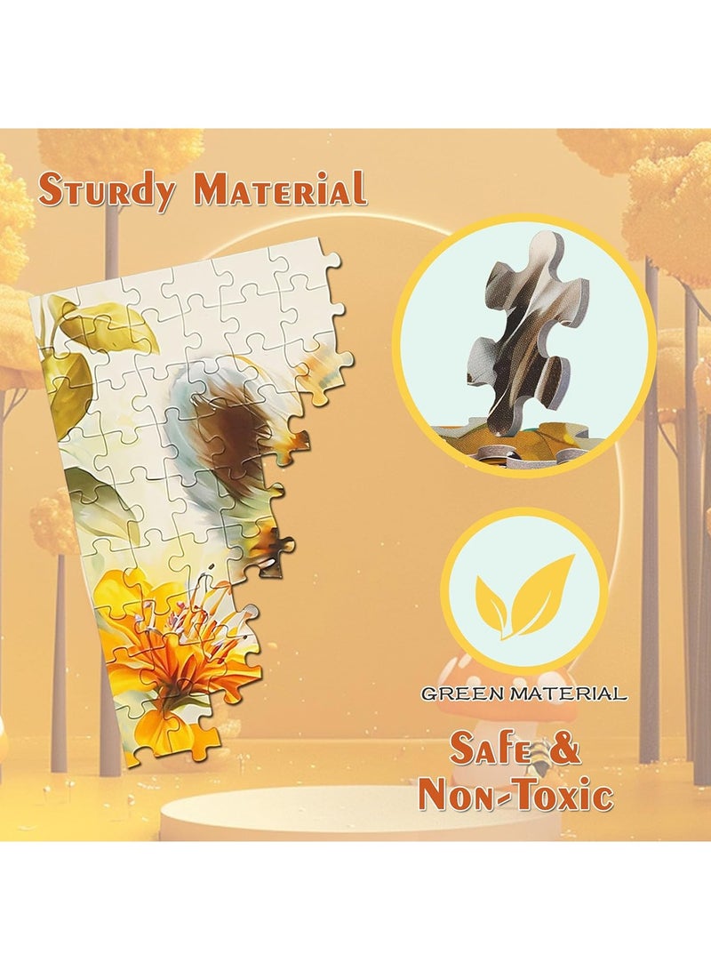 300-Piece Jigsaw Puzzle – Flower Grove Tiger Design  37.7 x 25.2 cm - Image 2