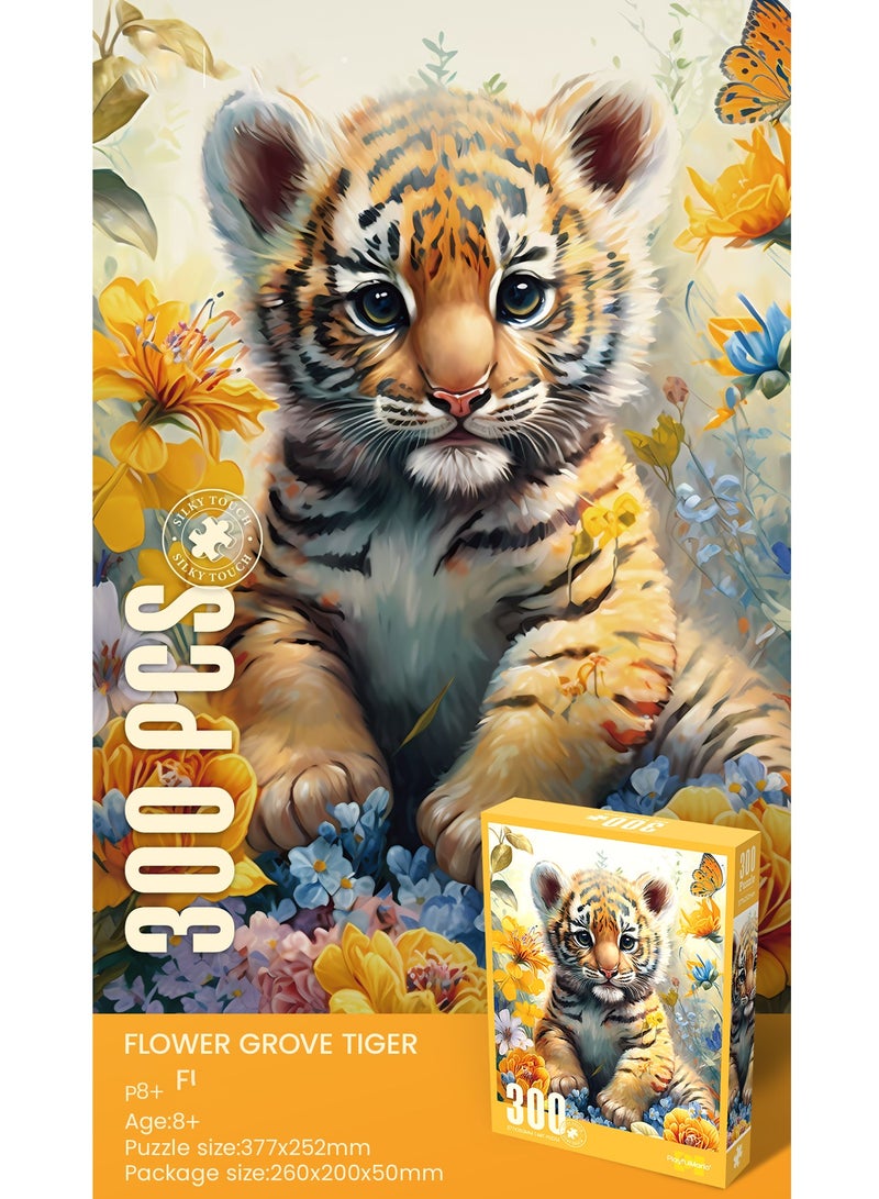 300-Piece Jigsaw Puzzle – Flower Grove Tiger Design  37.7 x 25.2 cm - Image 3