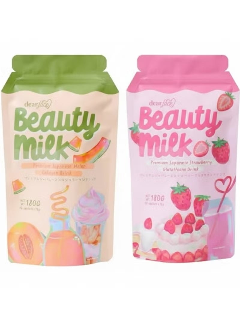dear face Japanese Collagen Facial Milk, Watermelon & Strawberry Drink - 50,000 mg Hydrolyzed Collagen