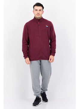Avalanche Men Mock Neck Embroidered Logo Long Sleeves Sweatshirt, Burgundy  - Image 4