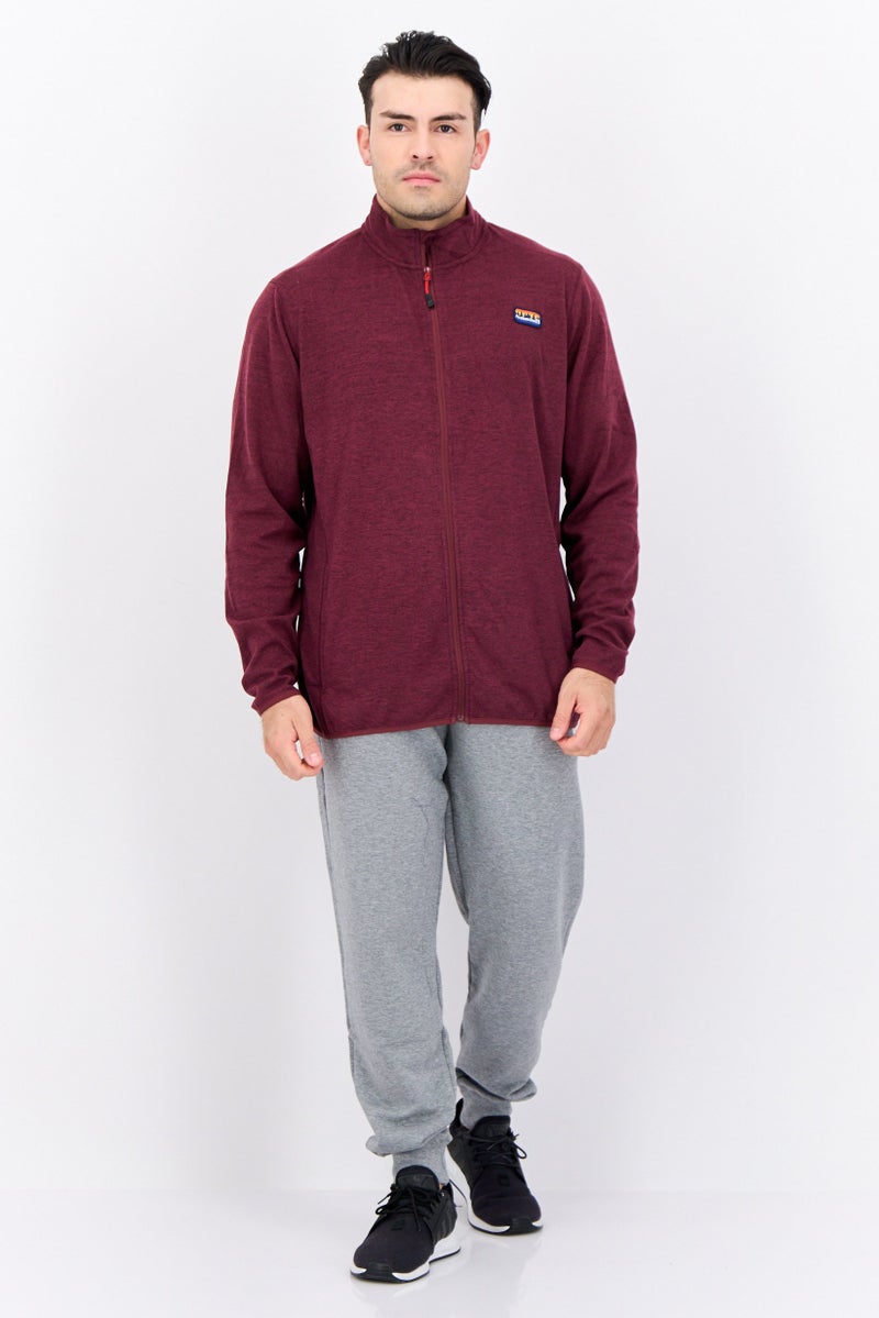 Avalanche Men Mock Neck Embroidered Logo Long Sleeves Sweatshirt, Burgundy - Image 4