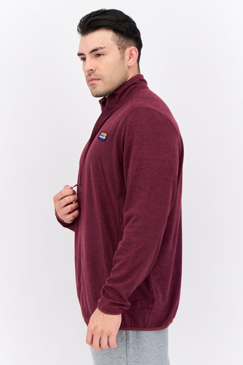 Avalanche Men Mock Neck Embroidered Logo Long Sleeves Sweatshirt, Burgundy - Image 2