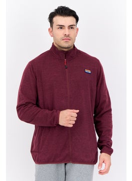 Avalanche Men Mock Neck Embroidered Logo Long Sleeves Sweatshirt, Burgundy  - Image 1