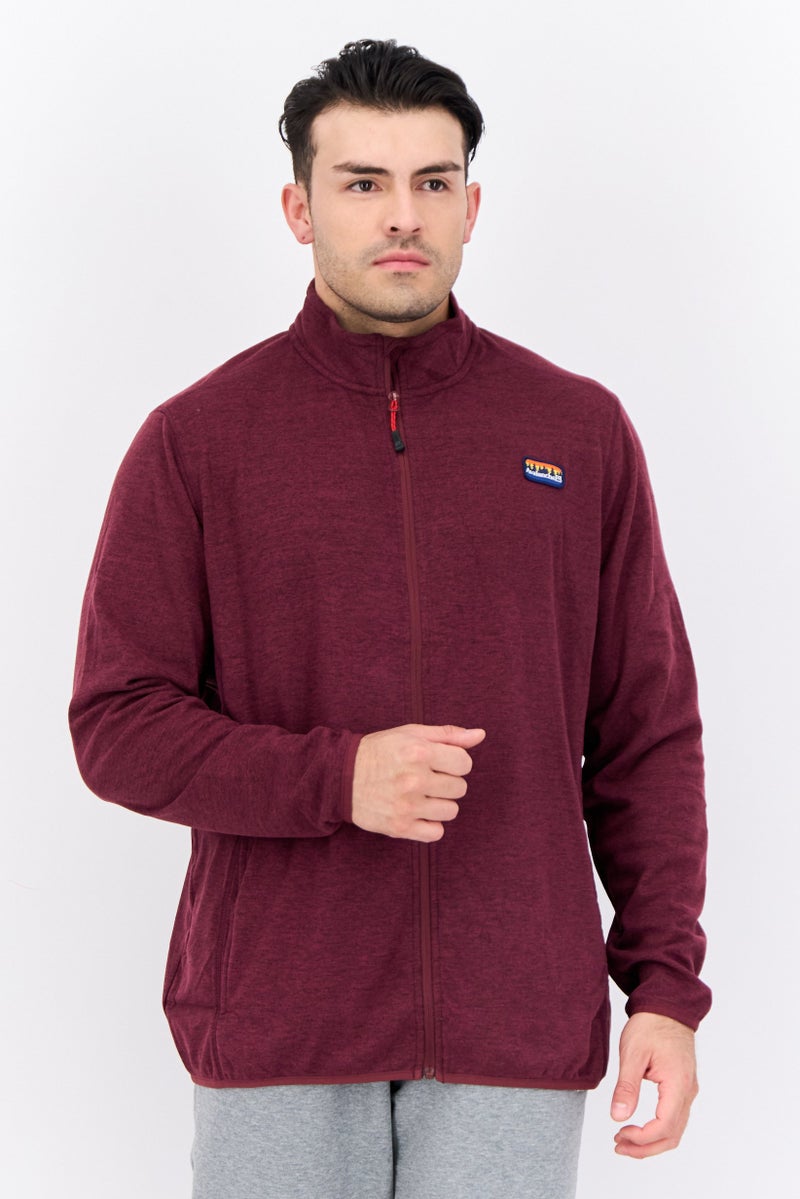 Avalanche Men Mock Neck Embroidered Logo Long Sleeves Sweatshirt, Burgundy - Image 1