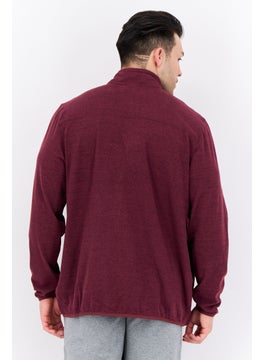 Avalanche Men Mock Neck Embroidered Logo Long Sleeves Sweatshirt, Burgundy  - Image 3