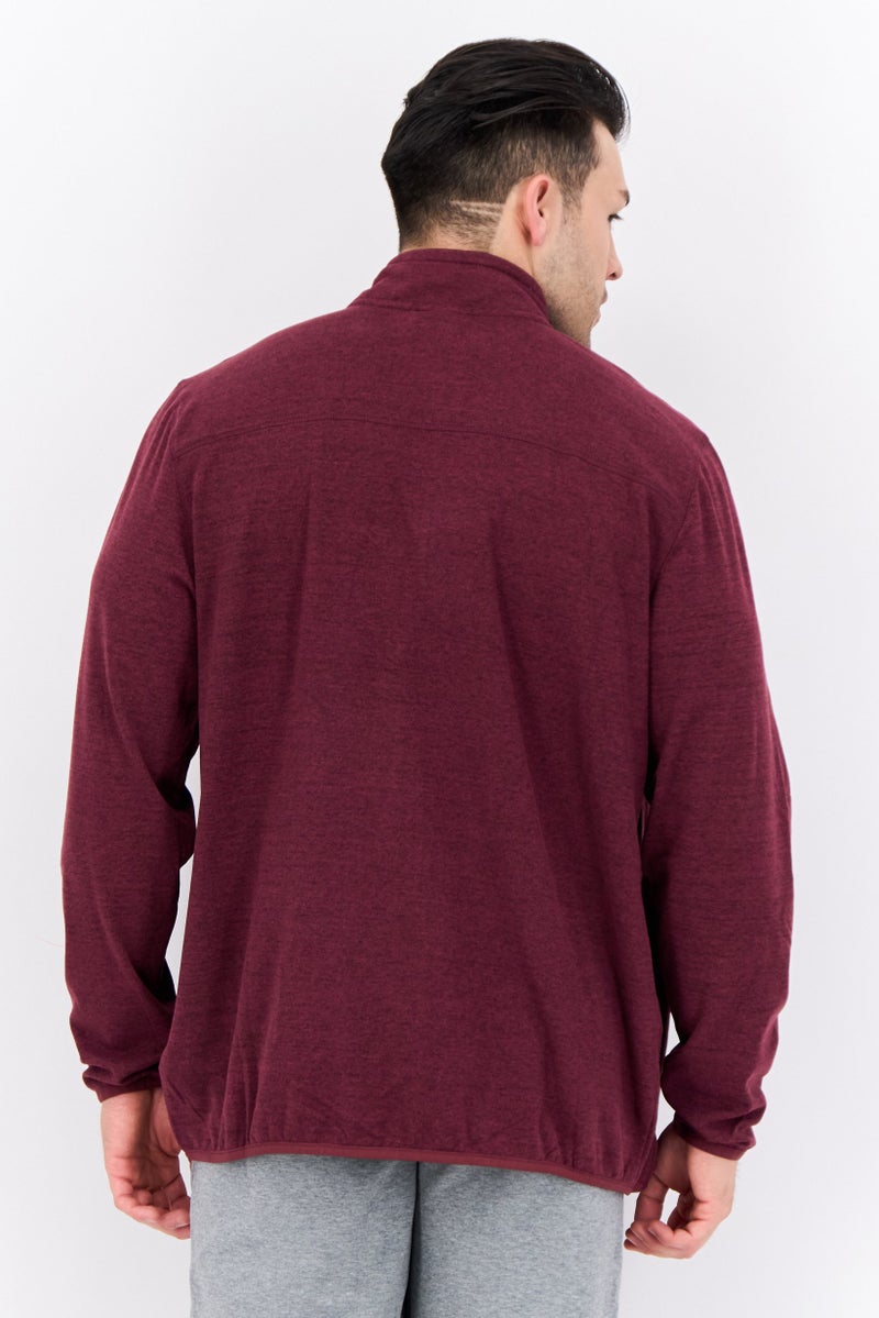 Avalanche Men Mock Neck Embroidered Logo Long Sleeves Sweatshirt, Burgundy - Image 3