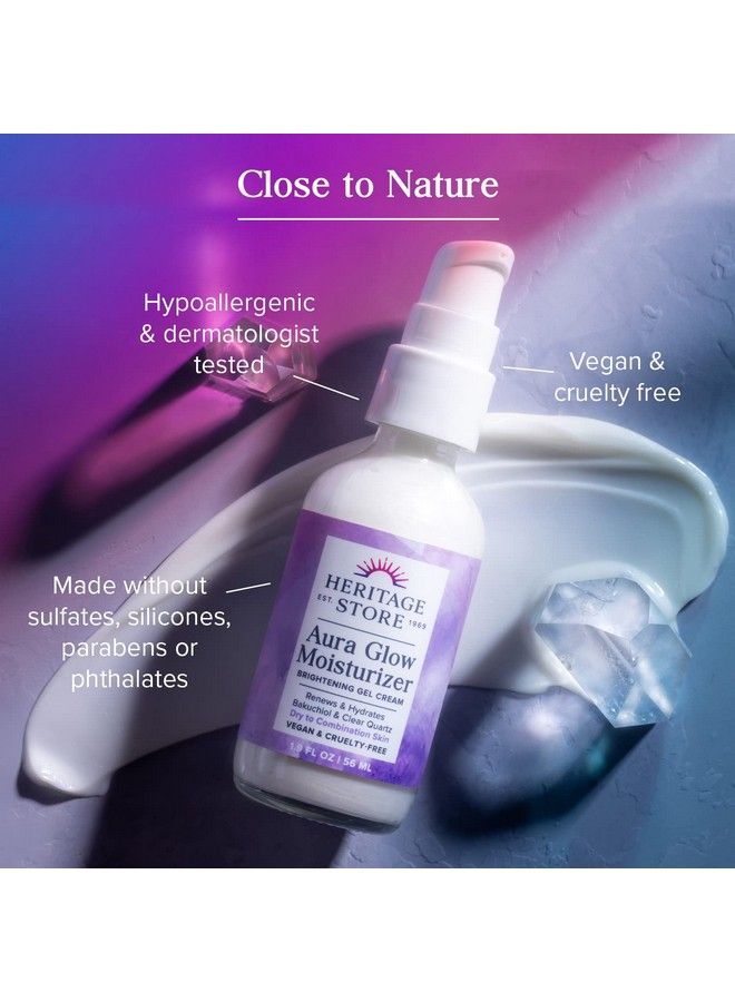 Heritage Store Aura Glow Facial Moisturizer Brightening Gel Cream Dry Combination Skin Care Hypoallergenic Renews & Firms Skin’S Appearance Adds Radiance W/ Bakuchiol & Clear Quartz Vegan 19Oz - Image 5