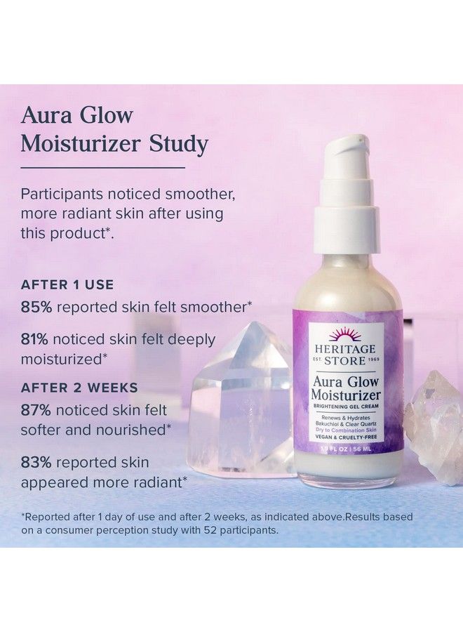 Heritage Store Aura Glow Facial Moisturizer Brightening Gel Cream Dry Combination Skin Care Hypoallergenic Renews & Firms Skin’S Appearance Adds Radiance W/ Bakuchiol & Clear Quartz Vegan 19Oz - Image 4