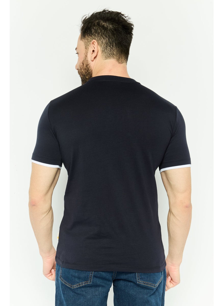 Gazzarrini Men Crew Neck Graphic Print Short Sleeves T-shirt, Dark Navy  - Image 4
