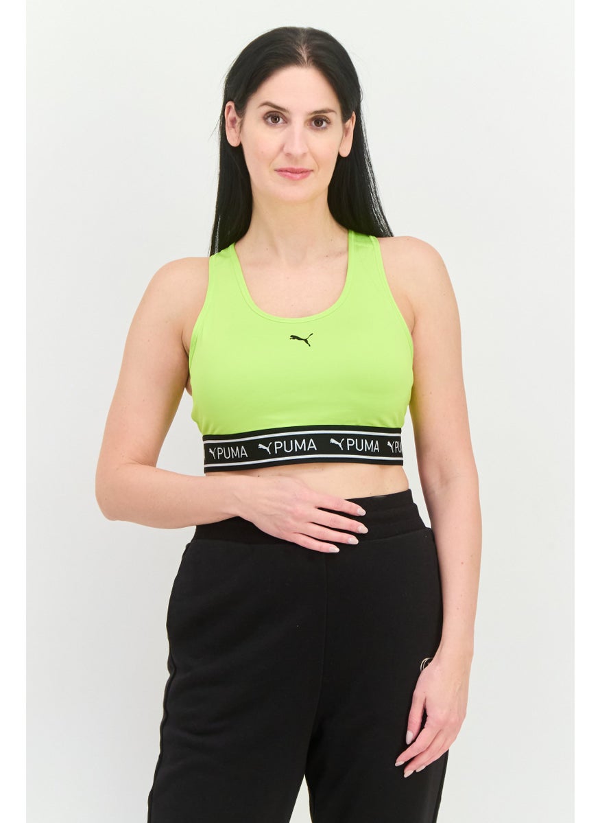 PUMA Women Brand Logo Medium Support Training Bra, Lime Green  - Image 1