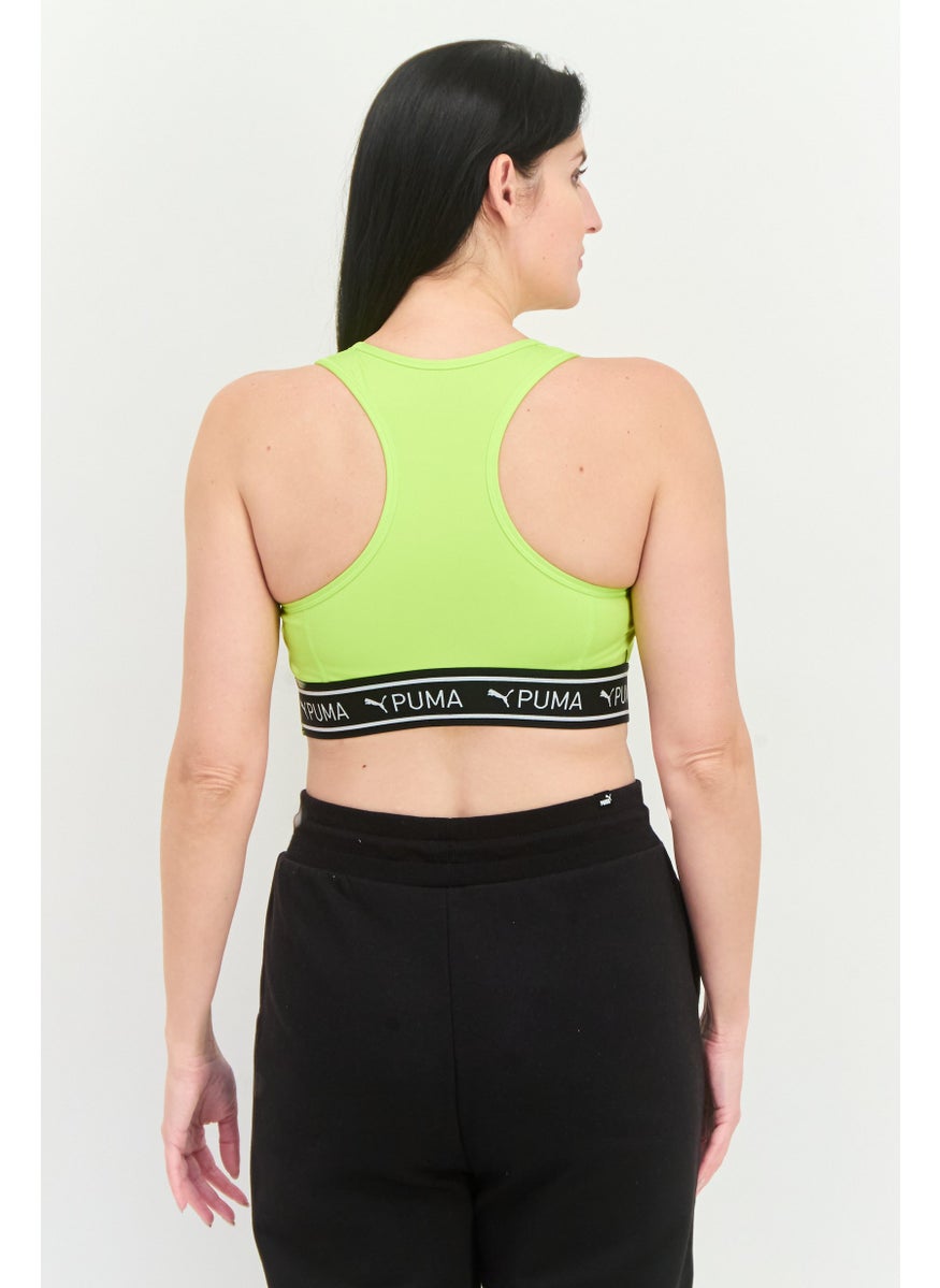 PUMA Women Brand Logo Medium Support Training Bra, Lime Green  - Image 3