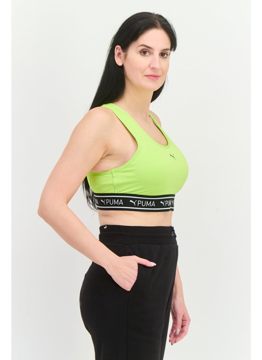 PUMA Women Brand Logo Medium Support Training Bra, Lime Green  - Image 4