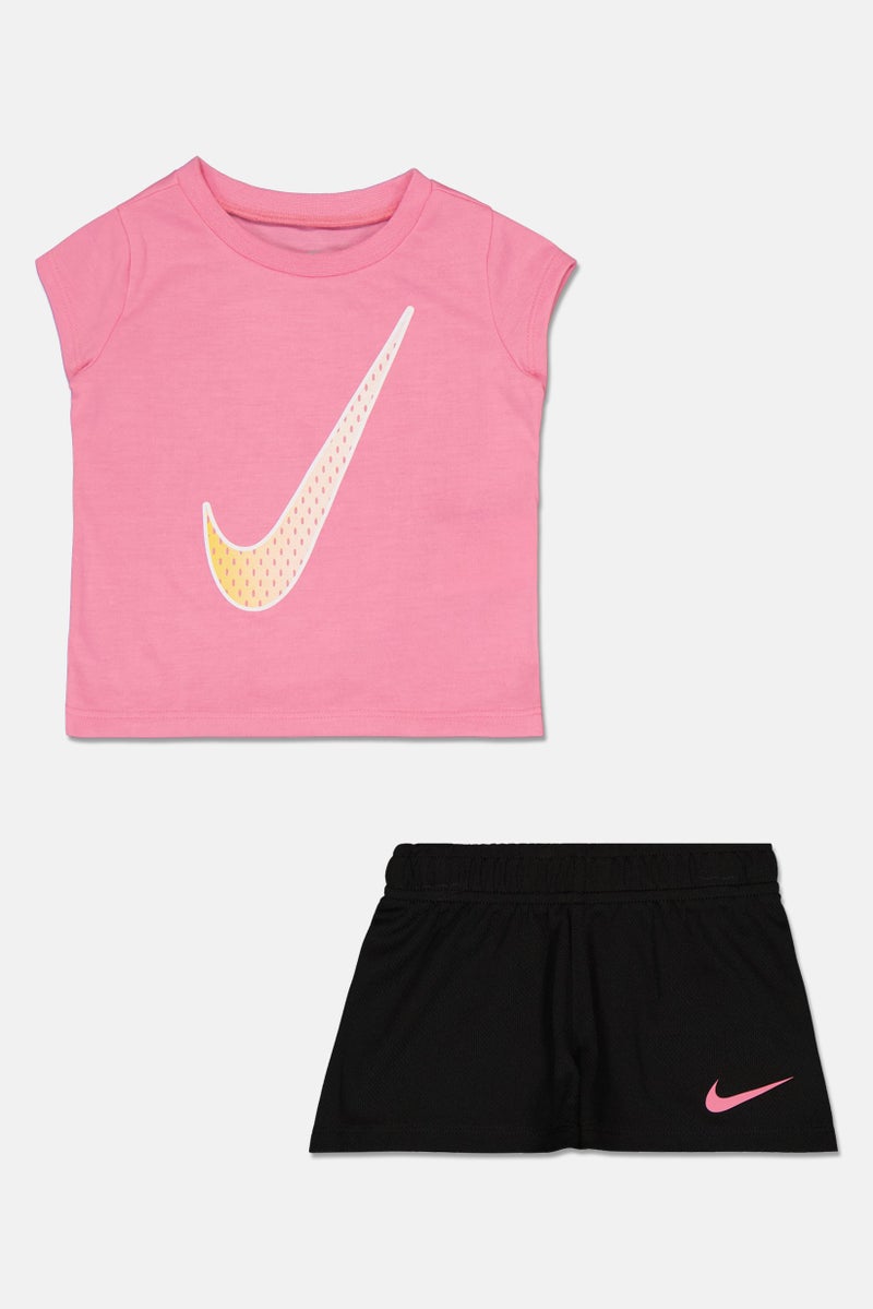 Nike Toddlers Girl 2 Pcs Brand Logo Top And Shorts Set, Multicolor - Image 2