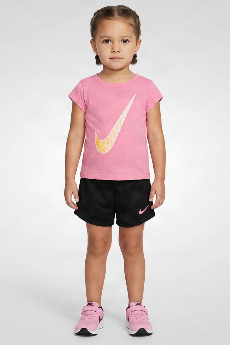 Nike Toddlers Girl 2 Pcs Brand Logo Top And Shorts Set, Multicolor - Image 1