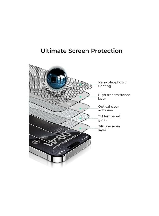 PROMASS IPhone 16 Pro 6.3'' Matte Screen Protector, 2 Pack, Full Coverage Tempered Glass, Anti-Glare, Anti-Fingerprint (iPhone 16 Pro 6.3) - Image 4