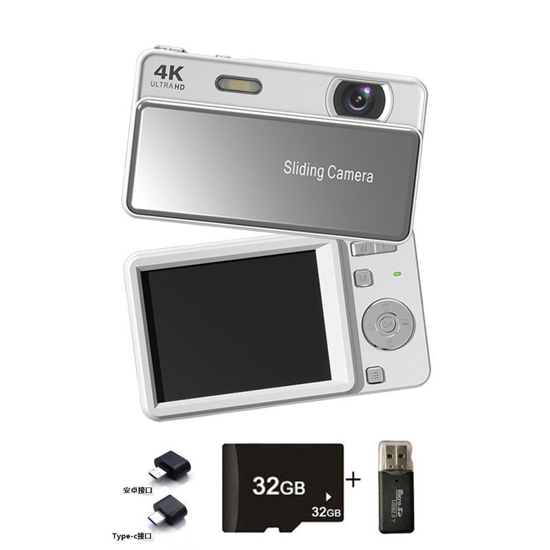 New 4K HD Camera with Slide Cover - CCD Digital Camera for Students