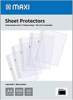 Maxi Maxi 100 Piece A4 Sheet Protector 60 Micron Clear Pocket  - Image 1