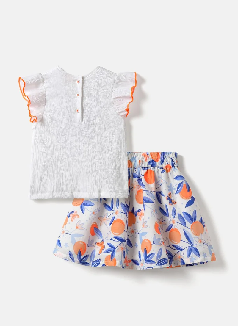 Nautinati  Nautinati Girls' Butterfly Printed Top and Skirt  | Best Price UAE