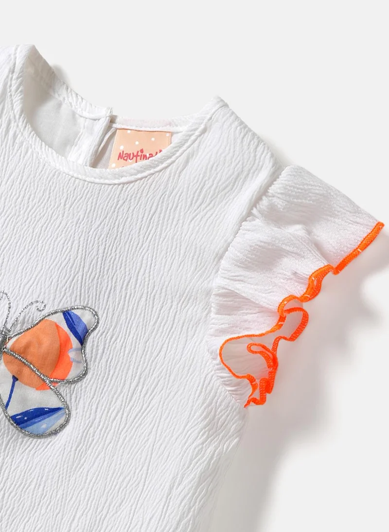 Nautinati  Nautinati Girls' Butterfly Printed Top and Skirt  | Best Price UAE