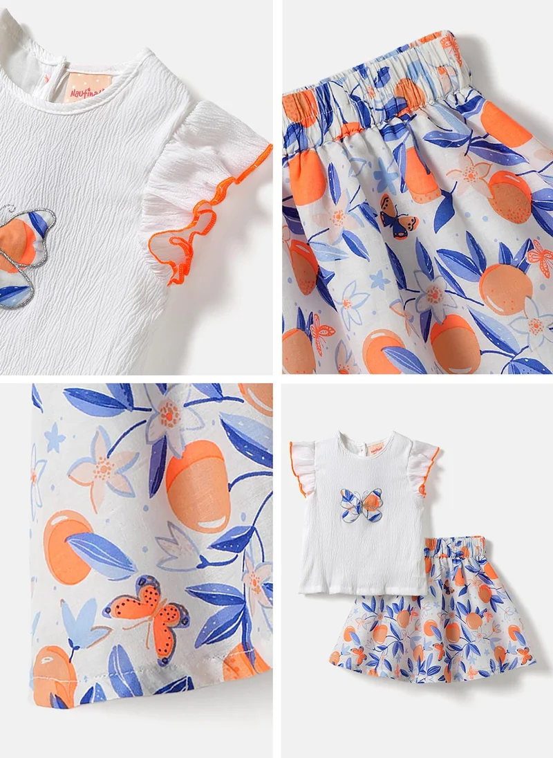 Nautinati  Nautinati Girls' Butterfly Printed Top and Skirt  | Best Price UAE