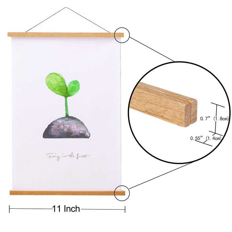 FALAMON Magnetic Poster Hanger Frame, 11x14 11x17 11x22 Teak Wood Magnet Poster Frame for Posters, Prints, Photos, Pictures, Maps, Scrolls, and Canvas Artwork - Image 4