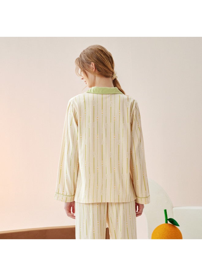 Fenton 5a Antibacterial Cotton Lapel-less Cardigan Unisex Homewear Casual Striped Set - Image 3