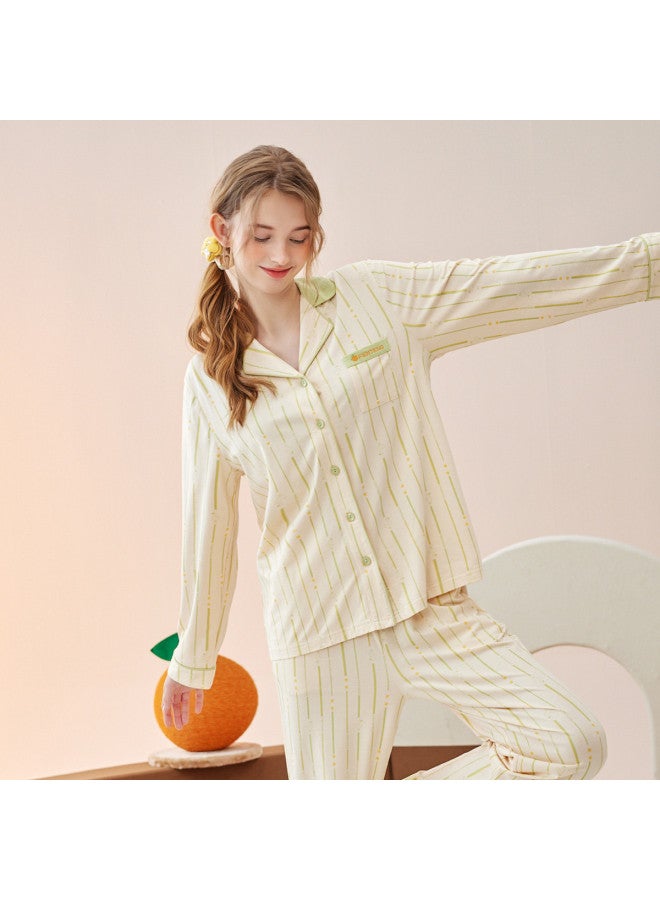 Fenton 5a Antibacterial Cotton Lapel-less Cardigan Unisex Homewear Casual Striped Set - Image 4