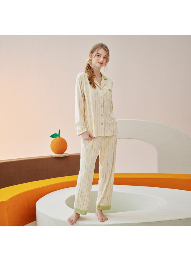 Fenton 5a Antibacterial Cotton Lapel-less Cardigan Unisex Homewear Casual Striped Set - Image 5