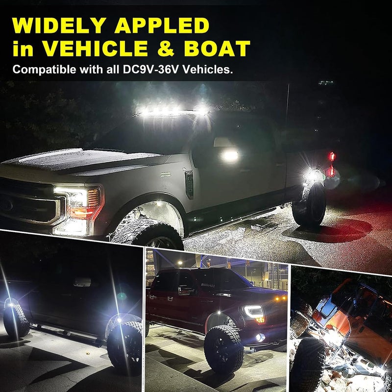 Nicoko 8 Pods 6000K pure White Rock lights Aluminum 9-30V Underglow Lights IP68 Waterproof Neon Trail Rig Lamp Lighting for SUV Car Truck Motorcycle Boat ATV UTV - Image 4