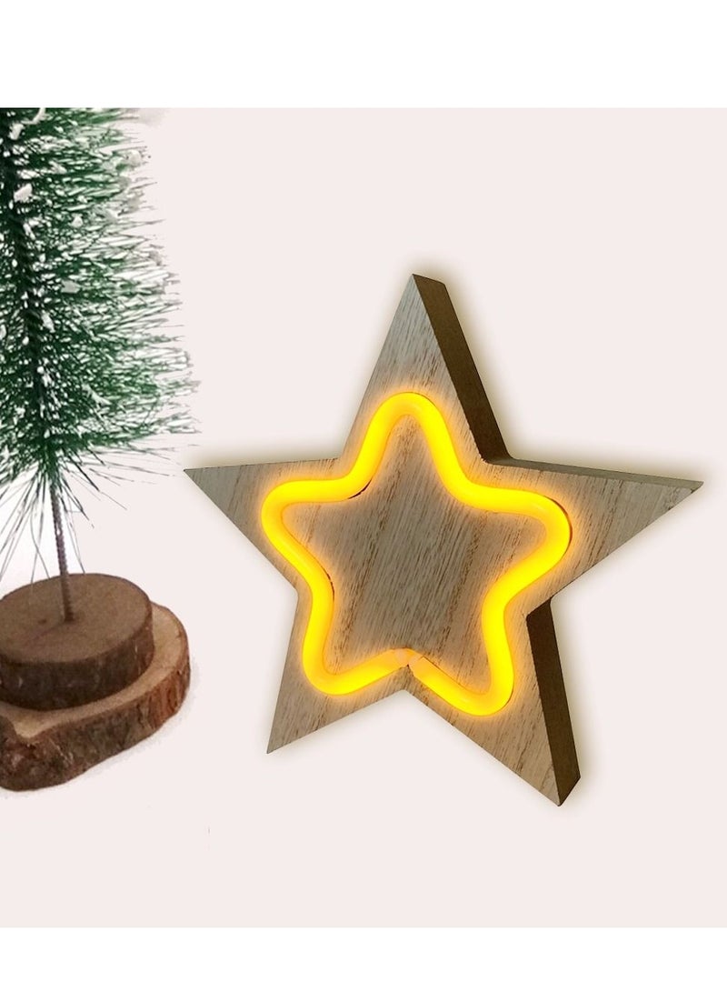 Salla Wooden Festive Season Star Neon Light 20x20cm - Image 5