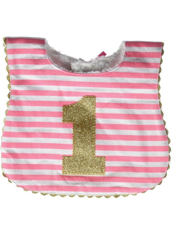 mud pie Baby Girl Birthday Bib, Stripe, One Size (1552072) - Image 1