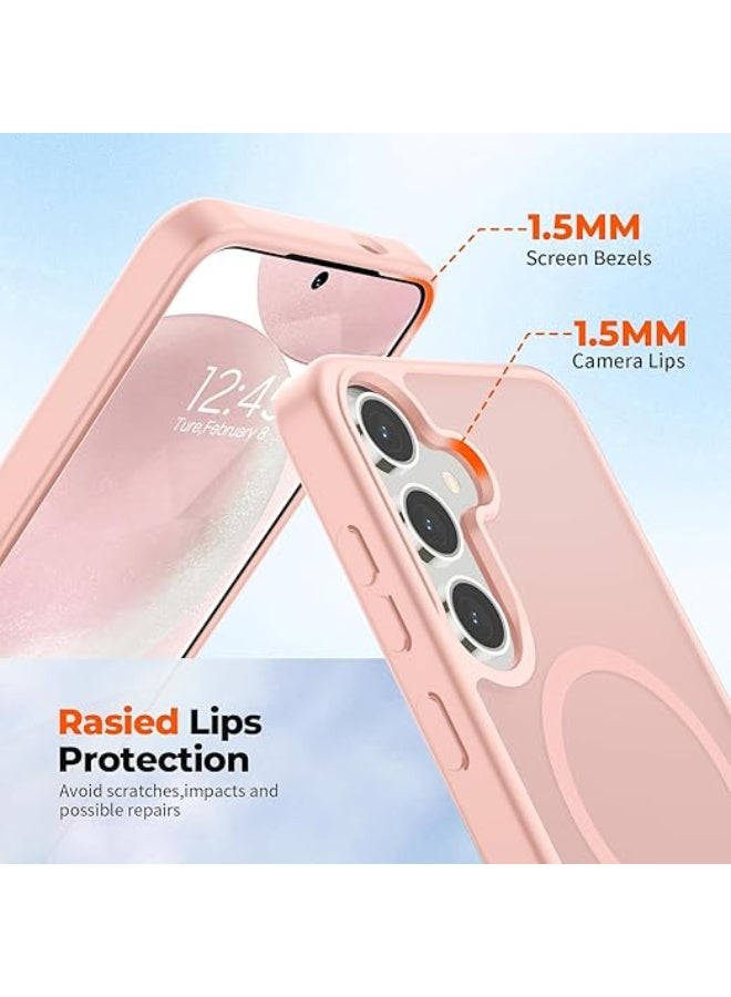مصمم لجراب Samsung Galaxy S23 FE المغناطيسي، [متوافق مع MagSafe] [حماية من السقوط بدرجة عسكرية] جراب هاتف نحيف شفاف غير لامع مقاوم للصدمات مع مضاد لبصمات الأصابع - (وردي) - Image 5