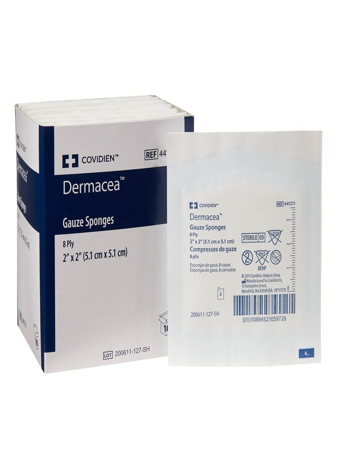 COVIDIEN Dermacea Gauze Sponges, Sterile, 8-Ply Gauze Dressing, 2 in x 2 in, 2 per Pack, 50 Packs, 100 Total - Image 1