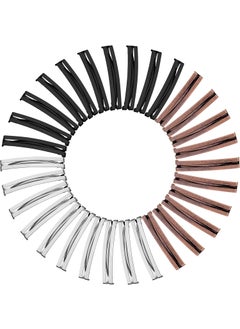 Hotop 30 Pieces Hair Clip Open Center Domed Metal Barrettes Assorted Colors Black Brown Silver Universal Size Lightweight Durable for Girls and Women 