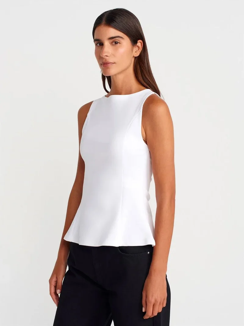 ديلفين DILVIN Fitted Sleeveless Peplum Blouse