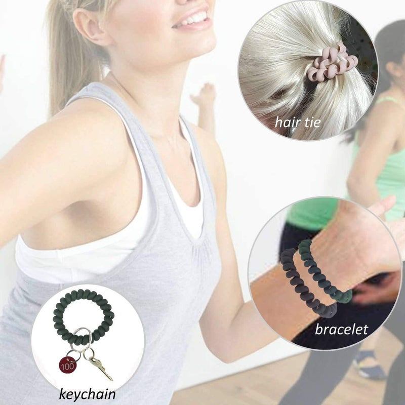 BIHRTC Pack of 6 Wrist Keychain Spiral Stretchable Plastic Coil Wrist Key Holder Stretch Wristband Elastic Stretchable Spiral Bracelet Key Holder Key Ring for ID Badge Sauna Outdoor Sport - Image 3