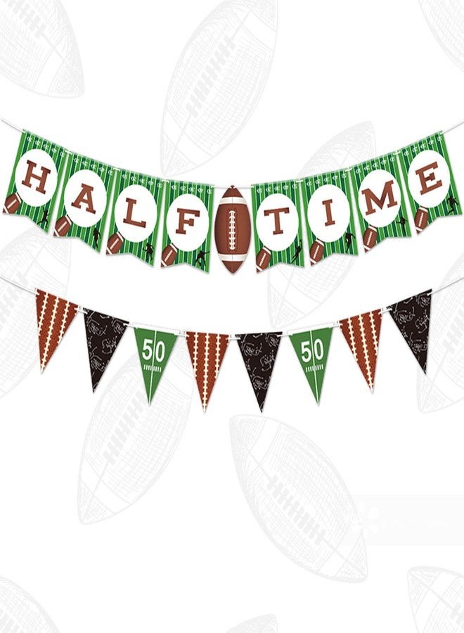 Heureppy American Football Banners Football Hanging Banners for Sports Theme Party Decoration, Half Time Words Gridiron Banners for Sports Party Decoration Ball Game Home Gathering Hanging Accessories Supplies - Image 1