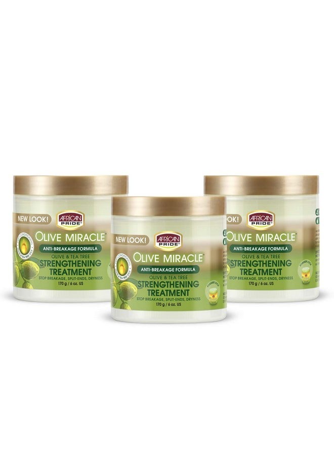 African Pride African Pride Olive Miracle Anti-Breakage Crème (3 Pack) - Contains Olive & Tea Tree Oil to Help Stop Breakage, Split Ends & Hair Dryness, 6 oz  - Image 2