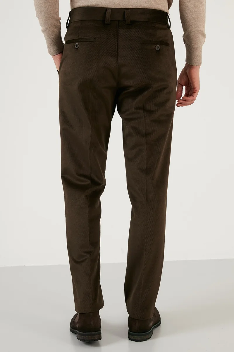 Buratti Normal Waist Regular Fit Straight Leg Velvet Trousers Men's Velvet Trousers 645MERLIN