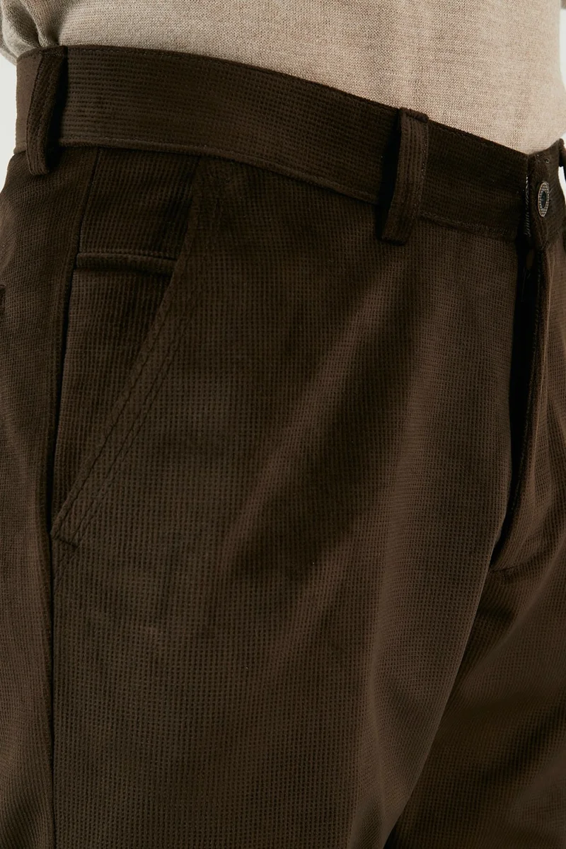 Buratti Normal Waist Regular Fit Straight Leg Velvet Trousers Men's Velvet Trousers 645MERLIN