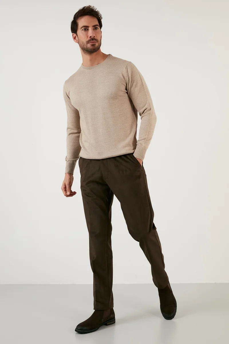 Buratti Normal Waist Regular Fit Straight Leg Velvet Trousers Men's Velvet Trousers 645MERLIN