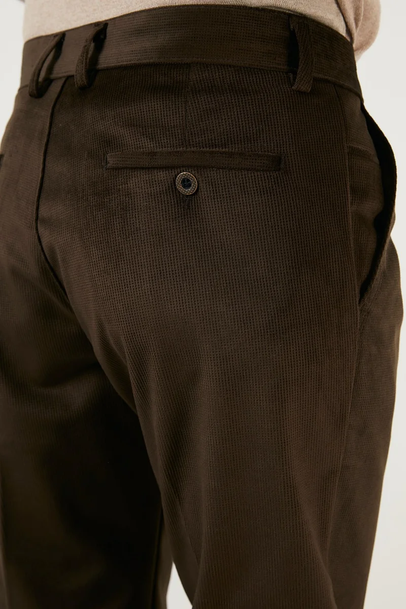 Buratti Normal Waist Regular Fit Straight Leg Velvet Trousers Men's Velvet Trousers 645MERLIN