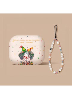 Suitable For AirPods4 Protective Cover Pro2 For Apple 4 Generation Lanyard Headphone Cover All-inclusive Wireless Bluetooth Headset-Color:Off-white Clown With Pearl Lanyard-Applicable Models:Airpods 1/2 Generation