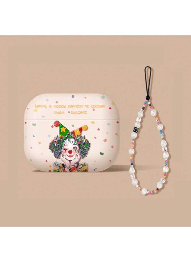 Generic Suitable For AirPods4 Protective Cover Pro2 For Apple 4 Generation Lanyard Headphone Cover All-inclusive Wireless Bluetooth Headset-Color:Off-white Clown With Pearl Lanyard-Applicable Models:Airpods 1/2 Generation  - Image 1
