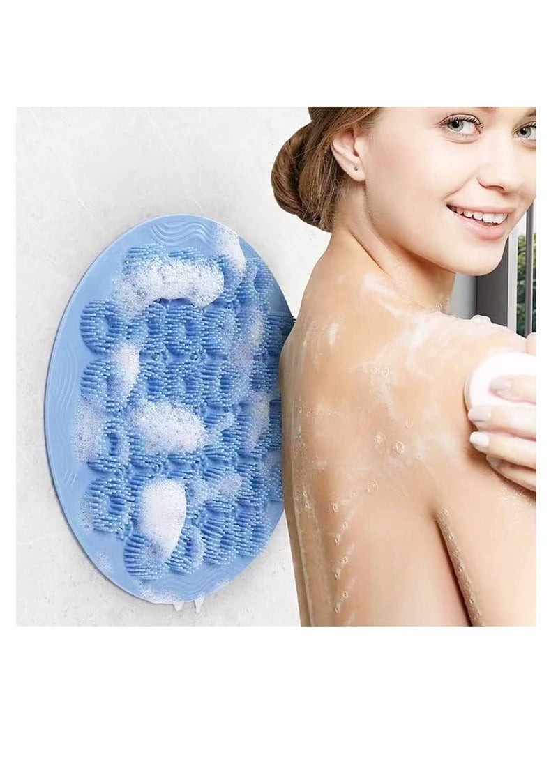 Loquat Shower Foot Scrubber Foot Cleaner Brush Large Acupressure Massager Mat with Non-Slip Suction Cups Improves Circulation Cleans Exfoliation Massages  Reduces Pain for Your Feet  Back (Blue) - Image 3