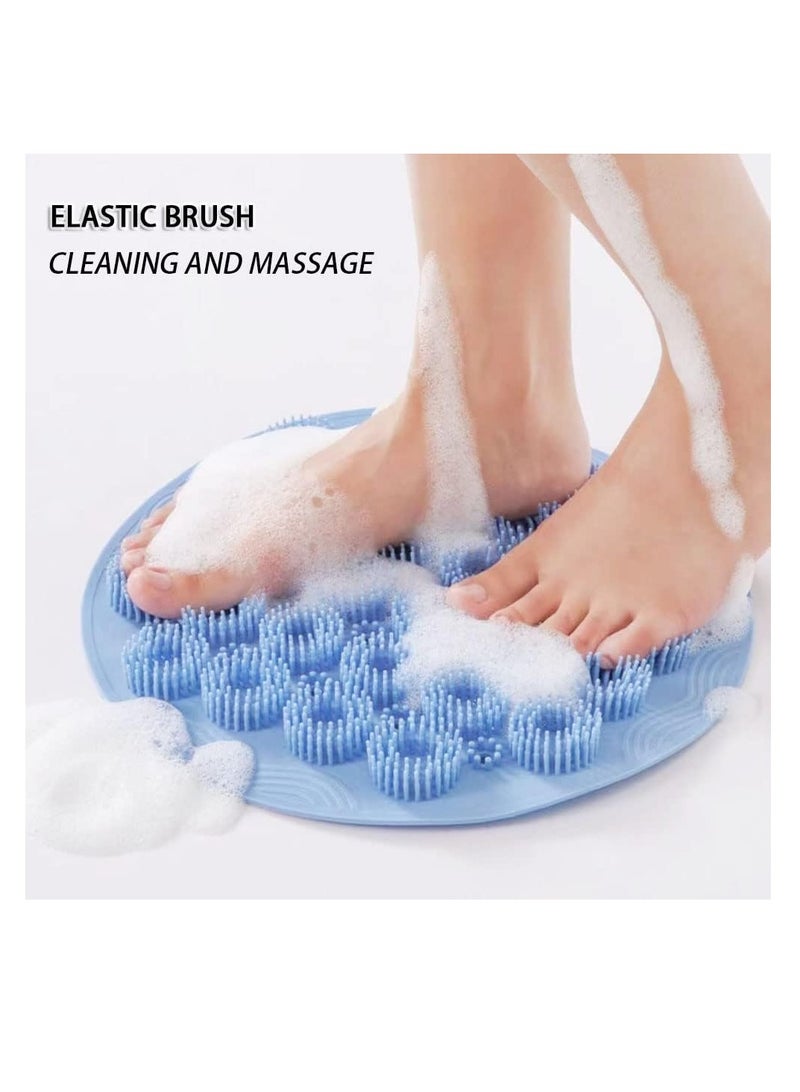 Loquat Shower Foot Scrubber Foot Cleaner Brush Large Acupressure Massager Mat with Non-Slip Suction Cups Improves Circulation Cleans Exfoliation Massages  Reduces Pain for Your Feet  Back (Blue) - Image 5