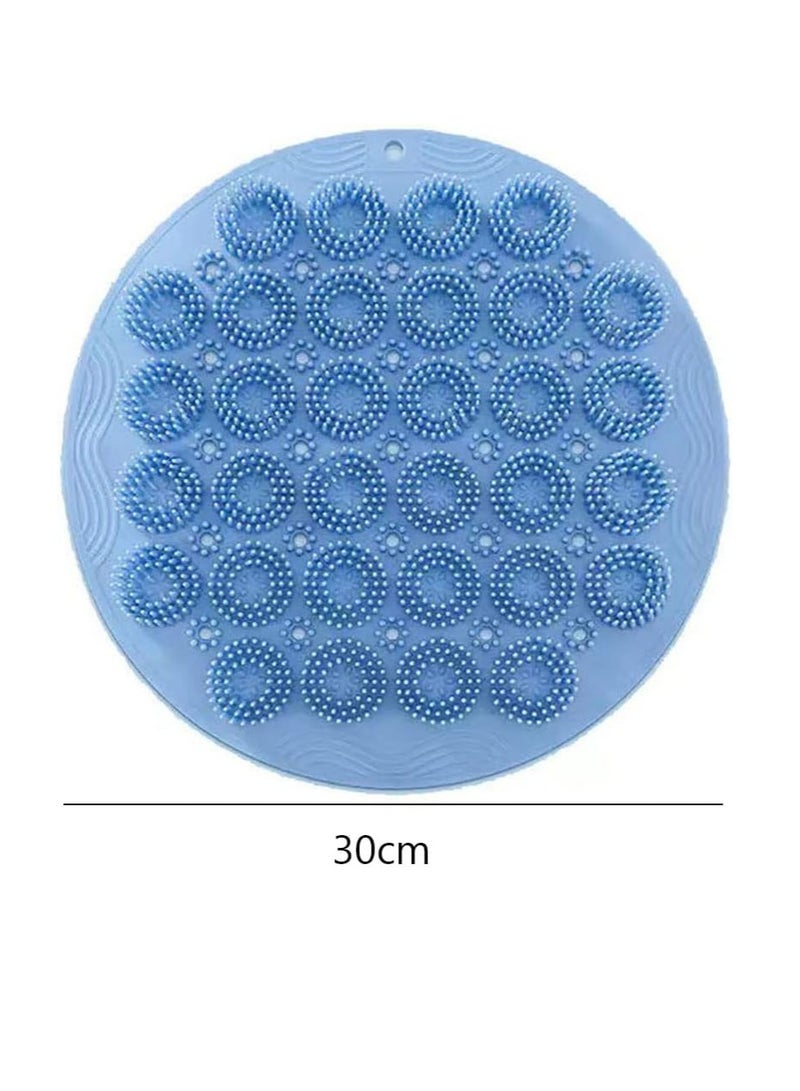 Loquat Shower Foot Scrubber Foot Cleaner Brush Large Acupressure Massager Mat with Non-Slip Suction Cups Improves Circulation Cleans Exfoliation Massages  Reduces Pain for Your Feet  Back (Blue) - Image 2